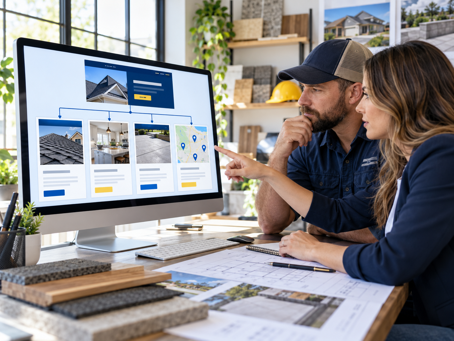 Contractor and website strategist planning service pages and Oregon service-area content